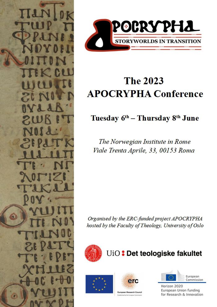 Picture of the program for the 2023 APOCRYPHA conference